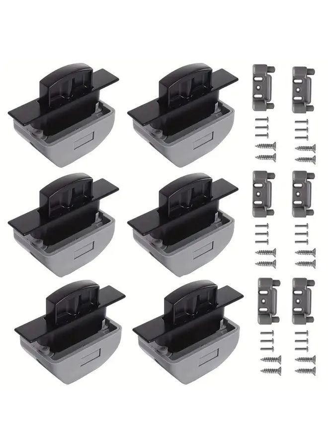 6Pcs Nickel RV Metal Cabinet Latches Keyless Push Button Locks Adjustable Striker Plates - Image 2