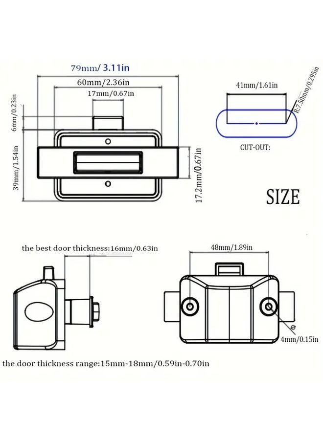 6Pcs Nickel RV Metal Cabinet Latches Keyless Push Button Locks Adjustable Striker Plates - Image 3