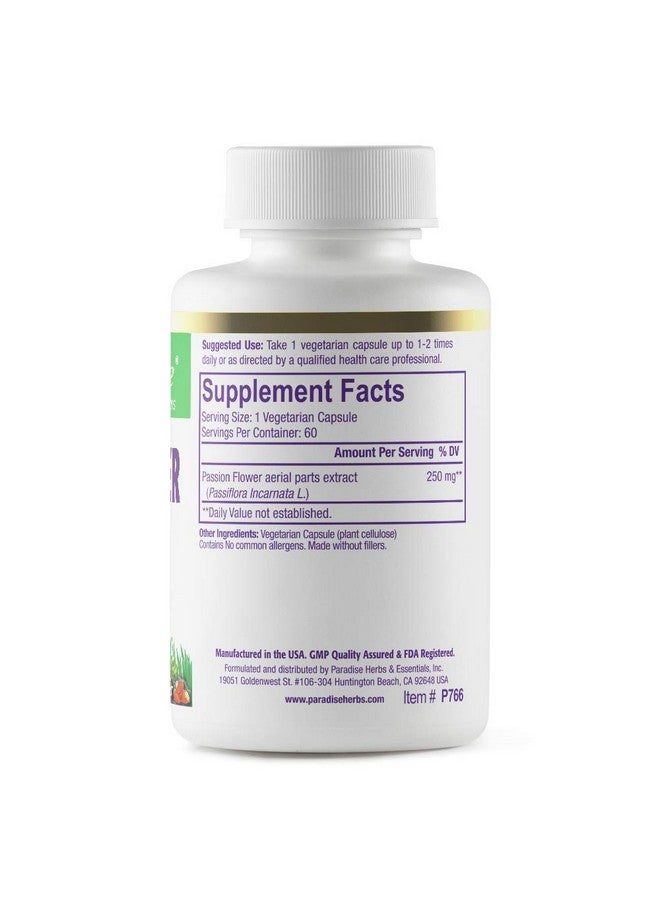 Paradise Herbs زهور العاطفة من بارادايس هيربز، مكمل للاسترخاء، قوي للغاية، نقي للغاية، نباتي، غير معدّل وراثيًا، خالي من الغلوتين، 60 كبسولة نباتية - Image 2