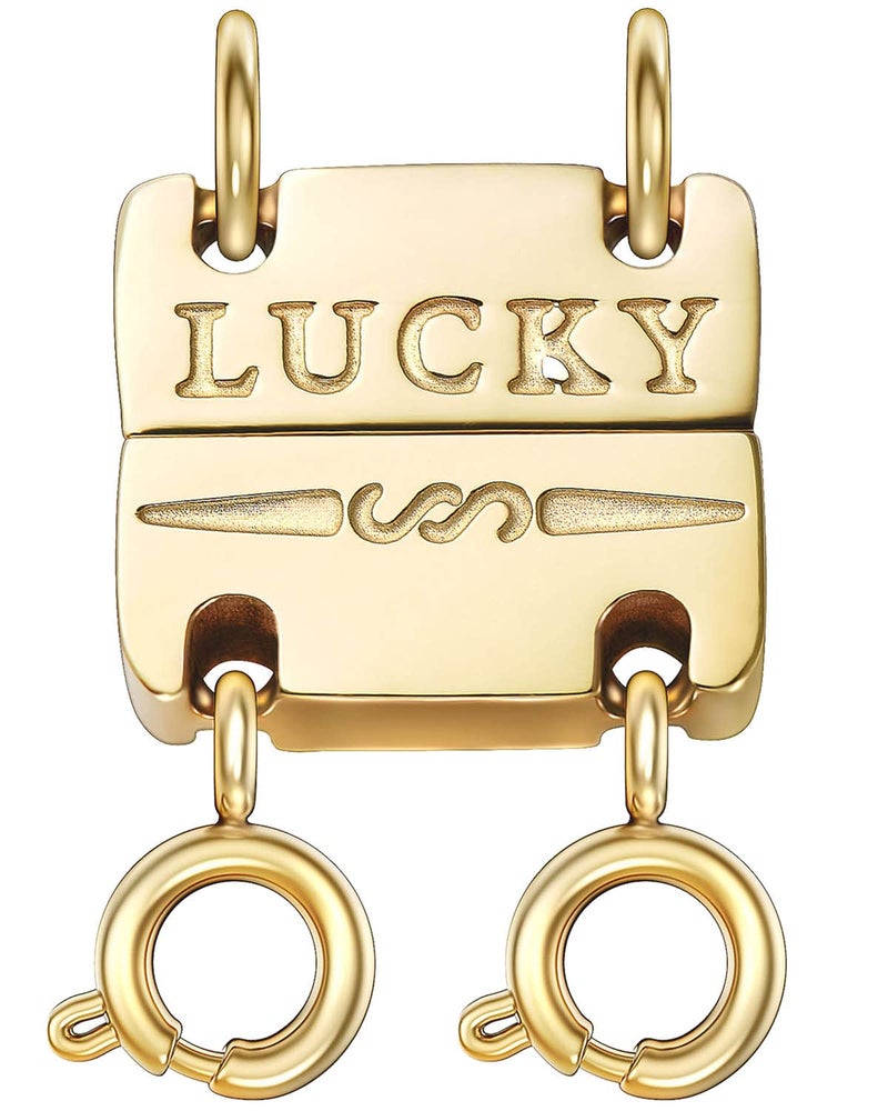 OHINGLT Lucky Necklace Layering Clasps Separator for Stackable14K Gold and Silver Plated Multiple Necklace Clasps for Women