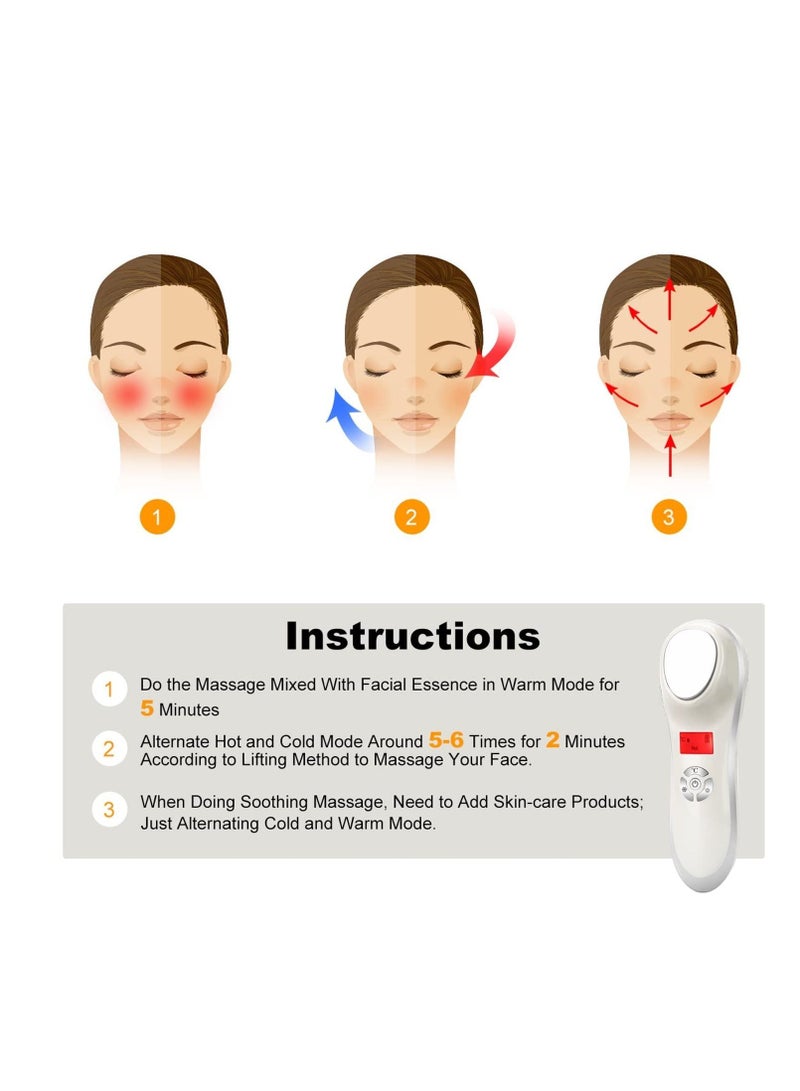 SYOSI Hot and Cold Face Massager, TERRIFI Handheld Facial Massager Face Facial Device Electric Skin Care Kit Tool - Image 5