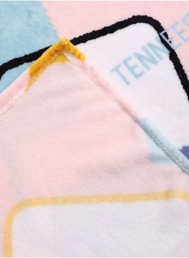 LUNA Home Fleece blanket 200*230cm very soft flannel blanket, teddy bear design, pink color.  - Image 2