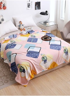 LUNA Home Fleece blanket 200*230cm very soft flannel blanket, teddy bear design, pink color.  - Image 1