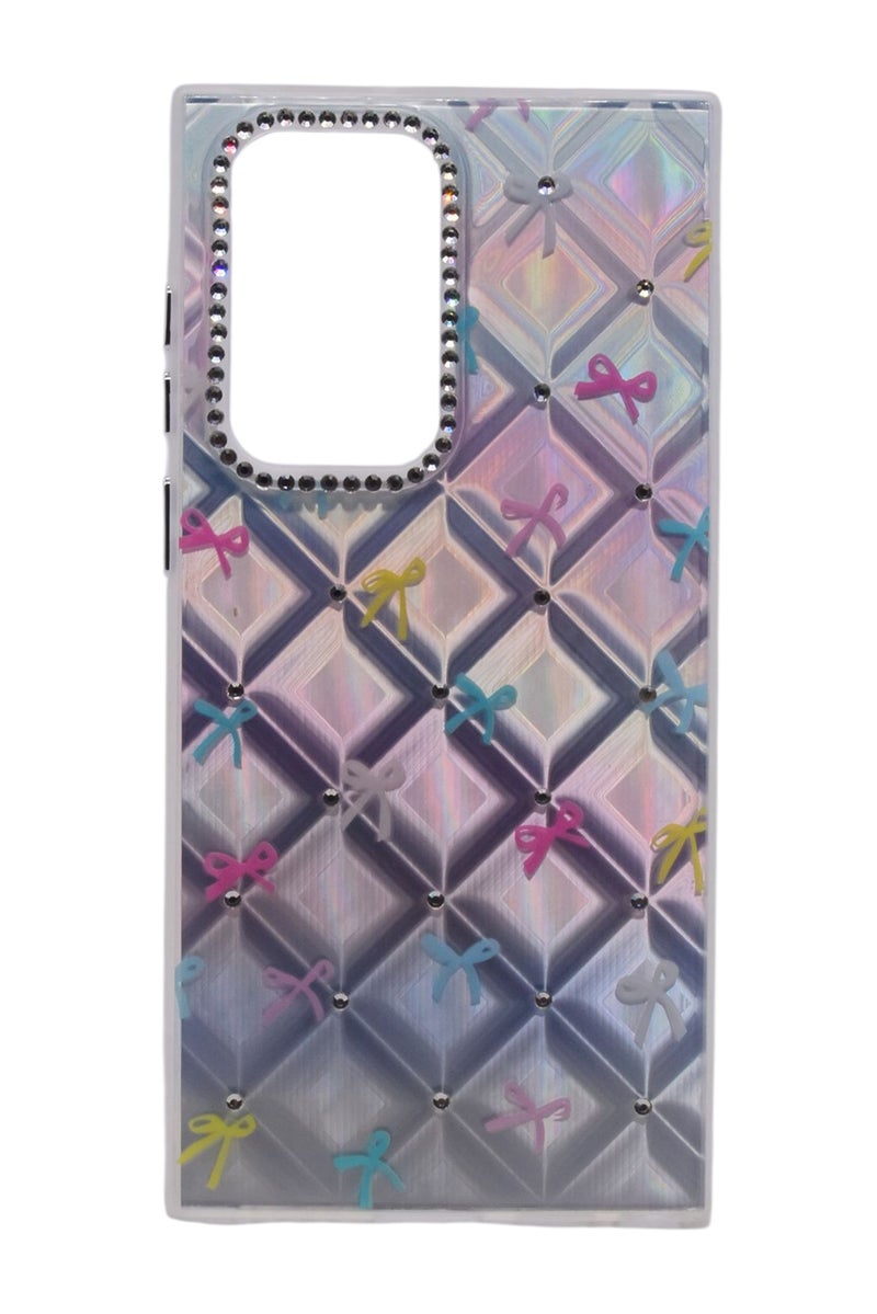 CFS TPU Bows Printed Back Cover Case with Rhinestone Camera Border For Samsung Galaxy S22 Ultra - Multicolor - Image 1