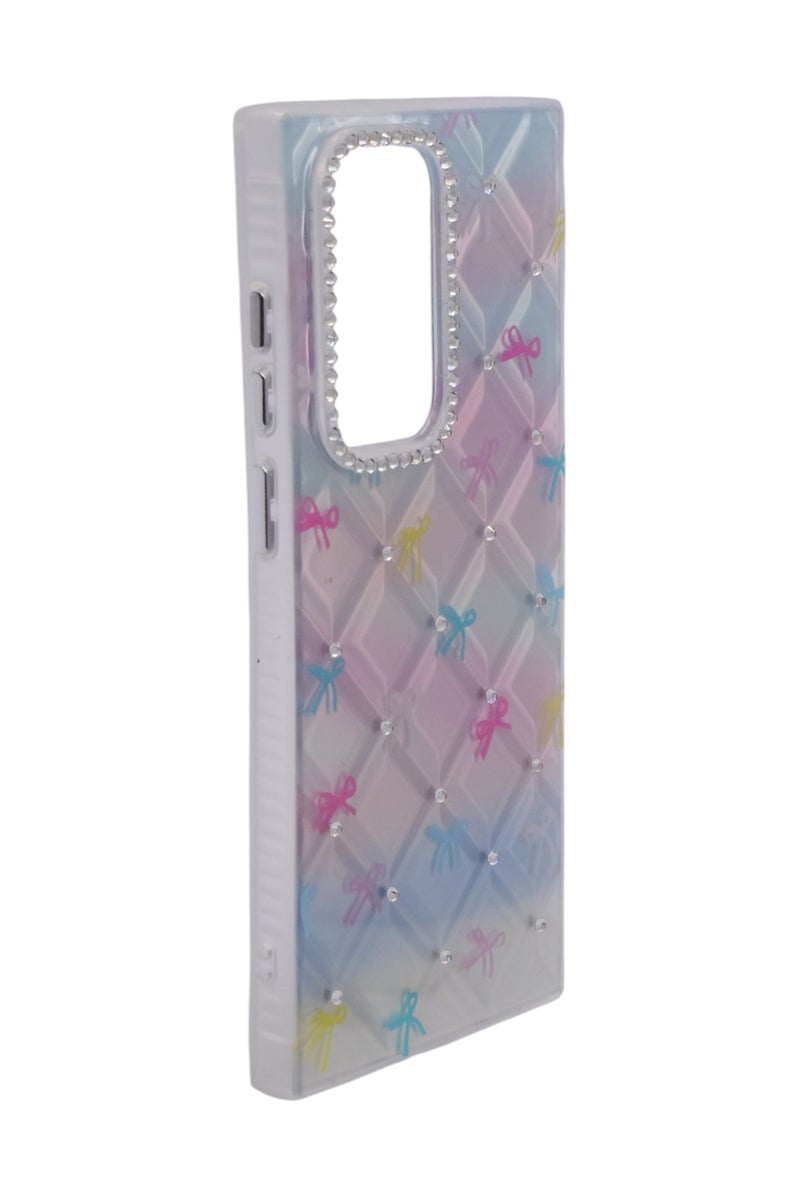 CFS TPU Bows Printed Back Cover Case with Rhinestone Camera Border For Samsung Galaxy S22 Ultra - Multicolor - Image 3