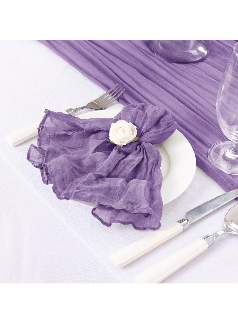 OMEVE ranslucent Table Runner Chessian Tablecloth for Wedding Reception Bridal Shower Party Decoration Table Centerpiece 90*300CM  Purple - Image 4