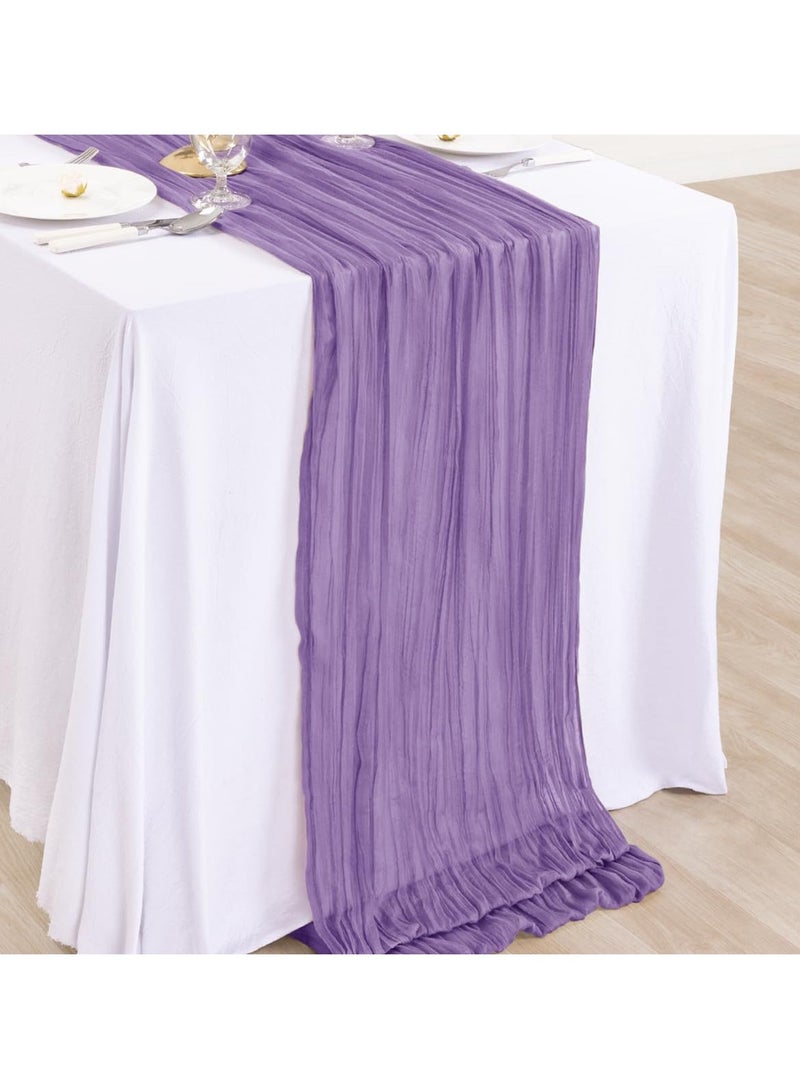 OMEVE ranslucent Table Runner Chessian Tablecloth for Wedding Reception Bridal Shower Party Decoration Table Centerpiece 90*300CM  Purple - Image 5