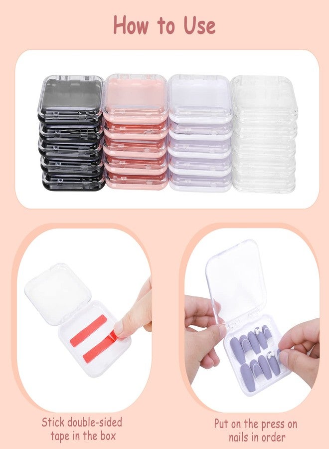MAKALONE 20pcs Press On Nail Packaging Boxes with 60pcs Double Sided Adhesive Nail Tape Acrylic Press On Nail Storage Box in 4 Colors Artificial Nail Display Box for Press on Nail Business Nail Art Nail Salon - Image 5