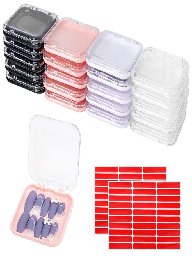 MAKALONE 20pcs Press On Nail Packaging Boxes with 60pcs Double Sided Adhesive Nail Tape Acrylic Press On Nail Storage Box in 4 Colors Artificial Nail Display Box for Press on Nail Business Nail Art Nail Salon - Image 1