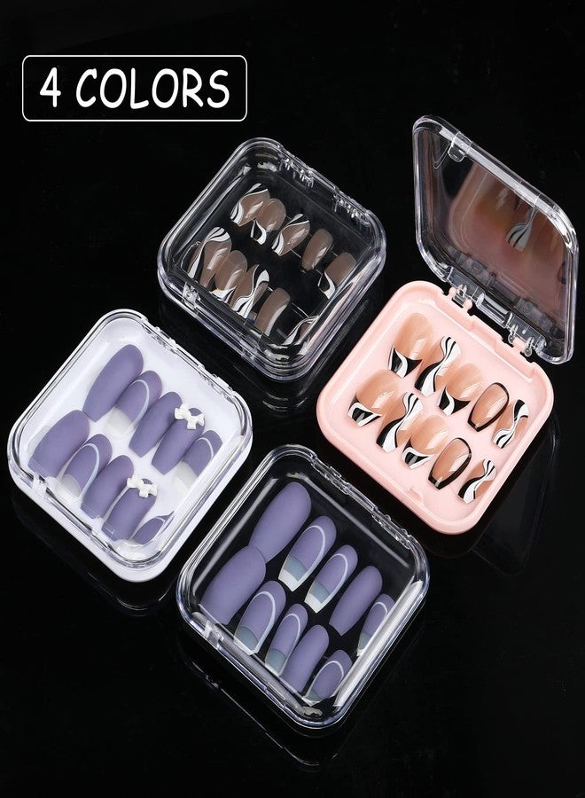MAKALONE 20pcs Press On Nail Packaging Boxes with 60pcs Double Sided Adhesive Nail Tape Acrylic Press On Nail Storage Box in 4 Colors Artificial Nail Display Box for Press on Nail Business Nail Art Nail Salon - Image 2