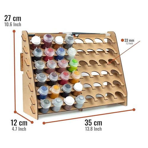 PROSCALE Paint Rack for model paints. Hobby craft Citadel compatible wall paint rack stand holder organiser storage for miniature warhammer art artists (33 mm) - Image 2