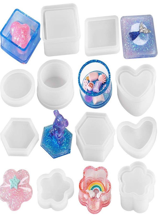 Tomorotec DIY Silicone Resin Mold 5 Shape Containers with Lid, Jewelry Container Box Holder Mold, Coaster, Flower Pot, Pen Candle Soap Holder - Image 1