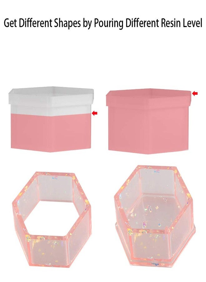 Tomorotec DIY Silicone Resin Mold 5 Shape Containers with Lid, Jewelry Container Box Holder Mold, Coaster, Flower Pot, Pen Candle Soap Holder - Image 4