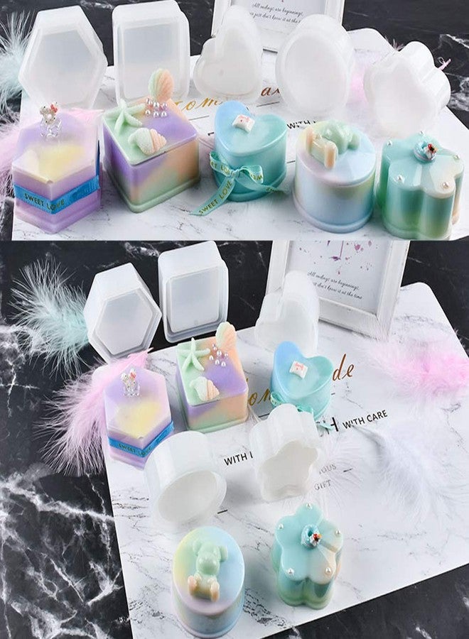 Tomorotec DIY Silicone Resin Mold 5 Shape Containers with Lid, Jewelry Container Box Holder Mold, Coaster, Flower Pot, Pen Candle Soap Holder - Image 2