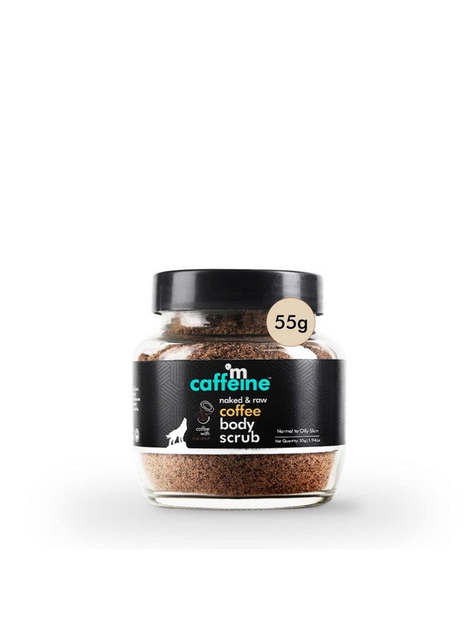 إم كافيين مسحوق مقشر للجسم بالقهوة لإزالة السمرة وبشرة ناعمة وسلسة | مقشر الاستحمام لإزالة السمرة بزيت جوز الهند، يزيل الأوساخ والجلد الميت من الرقبة والركبتين والمرفقين والذراعين | جميع أنواع البشرة - 55 جم، للجنسين - Image 1