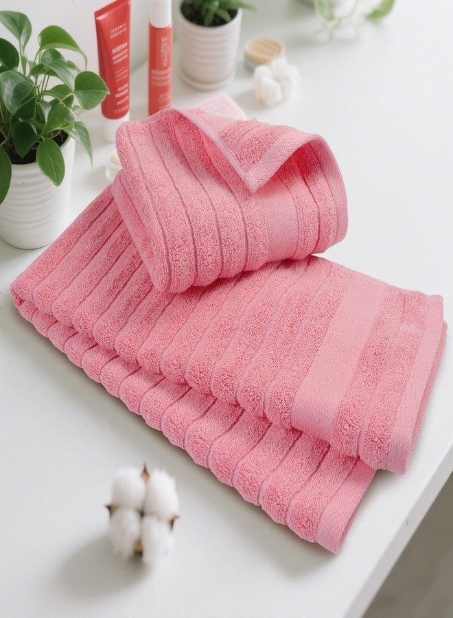 Jacquotha 2-Pack Hand Towels for Bathroom (Pink) Ribbed - Spa & Guest Room Cotton Face Towel for Women Girls, 13” x 29”, Soft and Quick Drying 470 GSM - Image 3