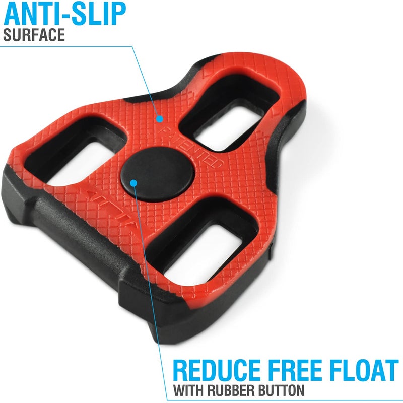 MARQUE Look KEO Compatible Bike Cleats â€“ 7 Degree Float Replacement Clipless Cleat for KEO Standard Bicycle Pedals â€“ Features Large Red TPU Surface for Better Pedal Grip - Image 2