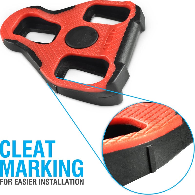 MARQUE Look KEO Compatible Bike Cleats â€“ 7 Degree Float Replacement Clipless Cleat for KEO Standard Bicycle Pedals â€“ Features Large Red TPU Surface for Better Pedal Grip - Image 3