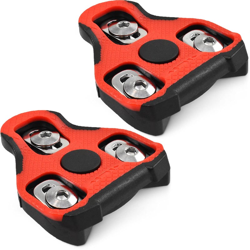 MARQUE Look KEO Compatible Bike Cleats â€“ 7 Degree Float Replacement Clipless Cleat for KEO Standard Bicycle Pedals â€“ Features Large Red TPU Surface for Better Pedal Grip - Image 1