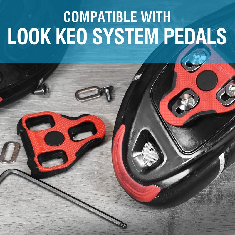 MARQUE Look KEO Compatible Bike Cleats â€“ 7 Degree Float Replacement Clipless Cleat for KEO Standard Bicycle Pedals â€“ Features Large Red TPU Surface for Better Pedal Grip - Image 4