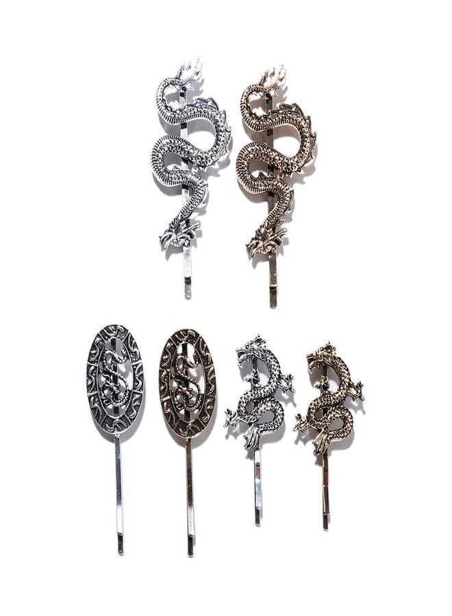 Pokinge 6 Pcs Vintage Dragon Hair Clips Set, Personality Punk Chinese Dragon Hairpin Hair Clamps, 3 Design Metal Hair Bangs Clips Headwear for Women Girls(gold and silver) - Image 1