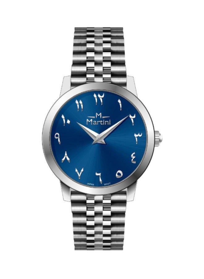 MARTINI Elegant Martini Men's Watch Stylish Blue Dial Stainless Steel Band Water Resistant Perfect for Casual and Formal Wear - Image 1