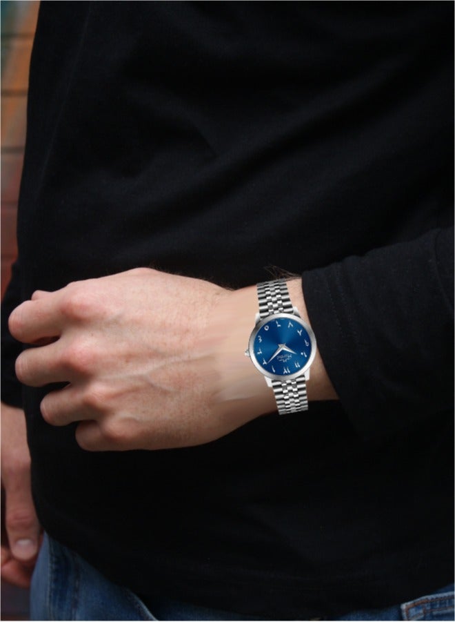 MARTINI Elegant Martini Men's Watch Stylish Blue Dial Stainless Steel Band Water Resistant Perfect for Casual and Formal Wear - Image 2