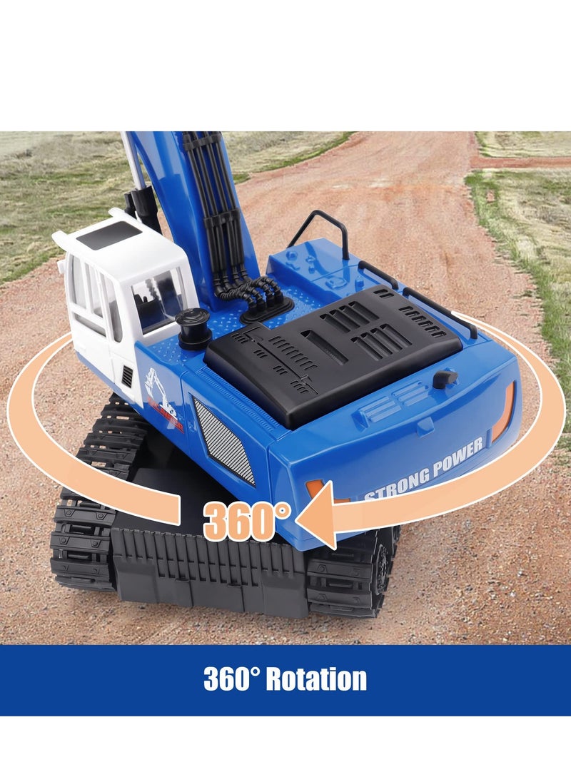 SYOSI - Remote Control Excavator Toy, 1/18 Scale Rc Toys Metal Shovel Double Track 360 Degree Rotation Hydraulic Excavator Toy for Kids Age 4-7 8 9 10 Year Old, Birthday Gifts Ideas - Image 1