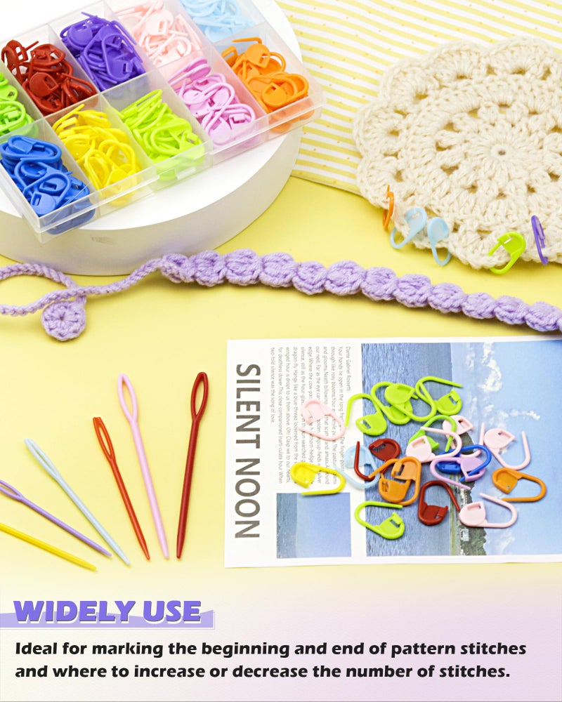 FIVEIZERO 200 Pcs Stitch Markers 10 Color Knitting Markers Crochet Hook and Needle Clip, Sewing Needles with Plastic Eyelets, Colorful Crochet and Needle Markers for DIY and Craft Sewing - Image 3