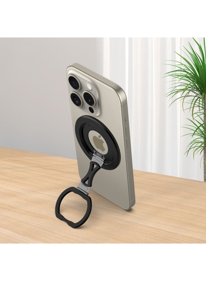 Magnetic Suction 360 Rotation Mobile Phone Holder Adjustable Magsafe Foldableing Metal Live Broadcast Desktop Lazy Bracket-Color:Black  - Image 3
