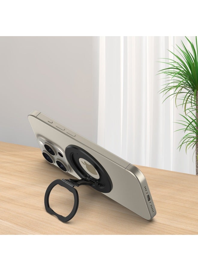 Magnetic Suction 360 Rotation Mobile Phone Holder Adjustable Magsafe Foldableing Metal Live Broadcast Desktop Lazy Bracket-Color:Black  - Image 4