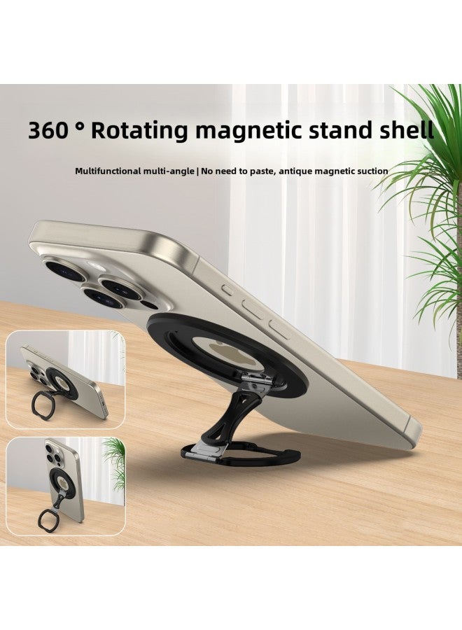 Magnetic Suction 360 Rotation Mobile Phone Holder Adjustable Magsafe Foldableing Metal Live Broadcast Desktop Lazy Bracket-Color:Black  - Image 2