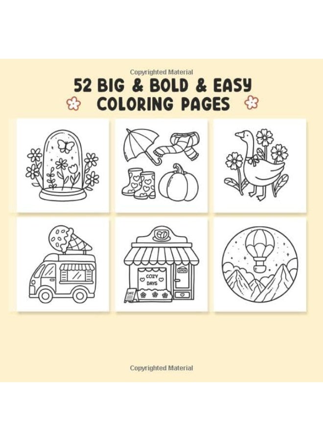 لياكم Relaxation Coloring Book, A Stress-Relief Coloring Book for Adults & Teens - Relaxation in Comfortable Spaces with Adorable Goods for Adults & Teens,Cute Colouring Book with Easy and Simple Designs - Image 3
