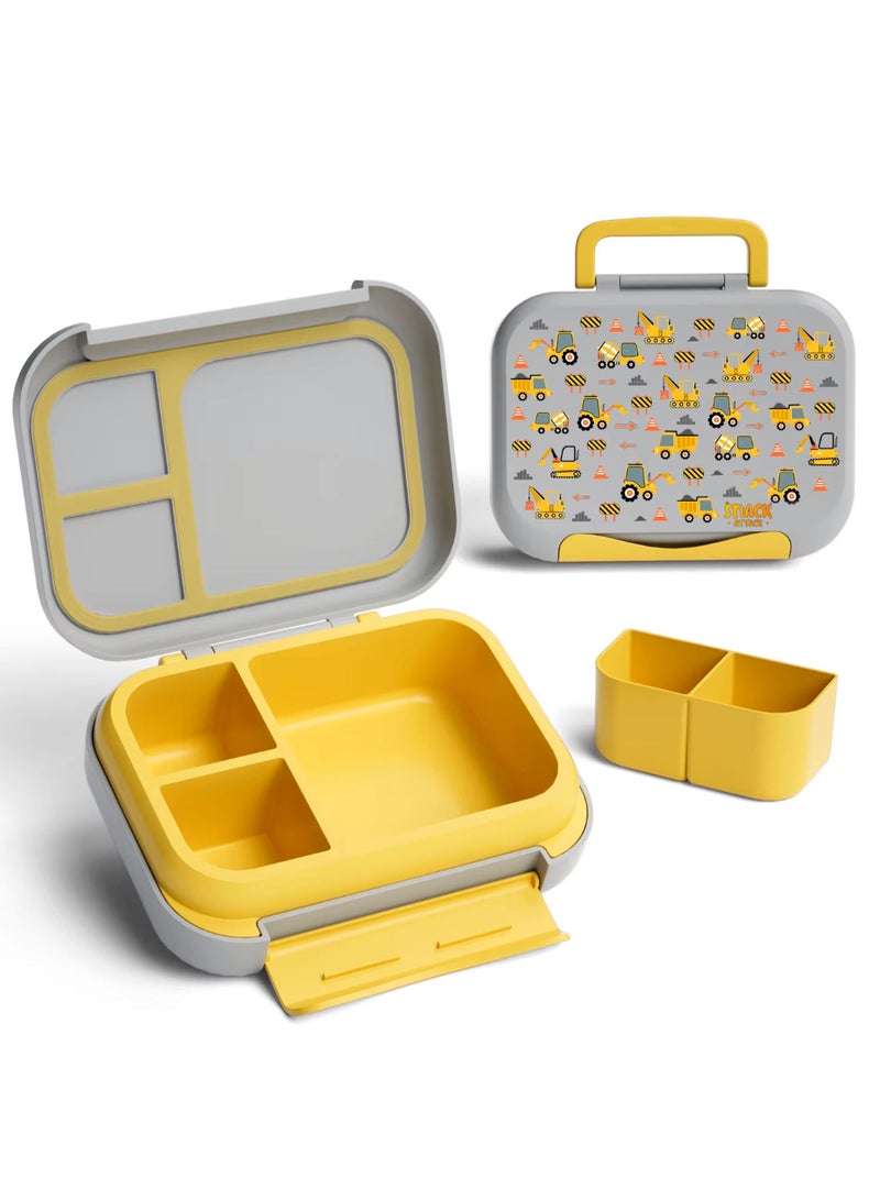 Snack attack SnackAttack Yellow & Gray Excavator  Lunch Box 3/5 convertible compartment - Image 1