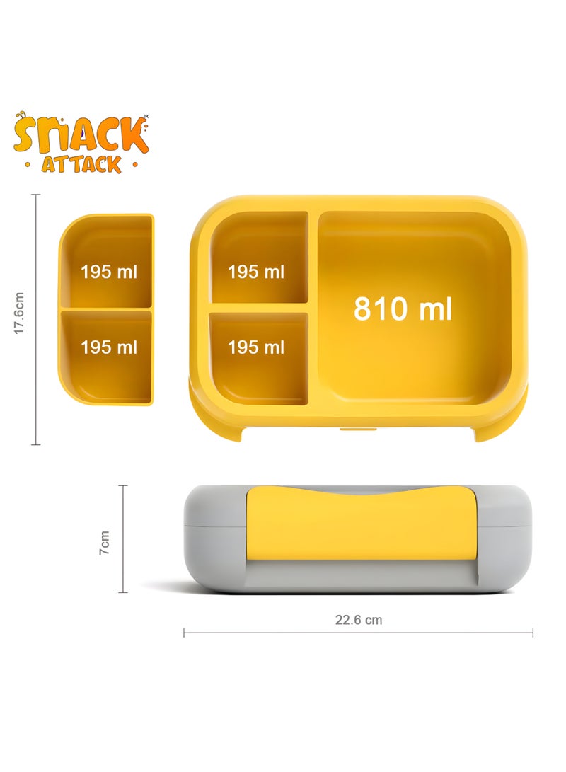 Snack attack SnackAttack Yellow & Gray Excavator  Lunch Box 3/5 convertible compartment - Image 2
