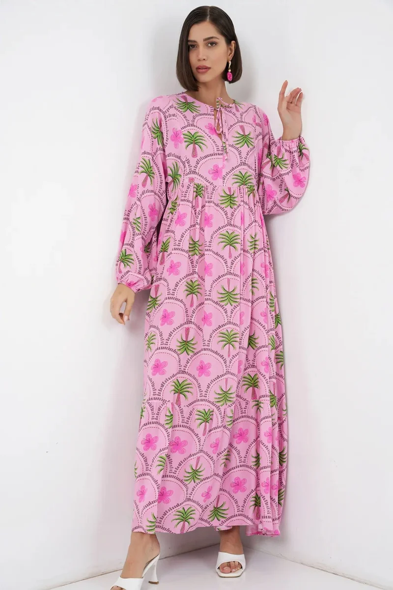 بيغ دارت BDART Tropical Printed Maxi Dress with Button Closure