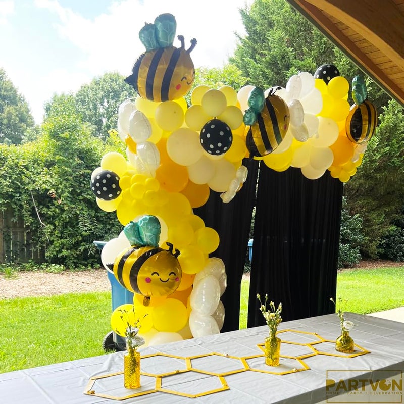 PARTVON 12 PCS Bee Balloons for Baby Shower & Birthday Party Decorations - Bee Day Party, Honeycomb & Sunflower Theme - Bee Baby Shower Decor, Bee Party Supplies, Bee Decorations - Image 5