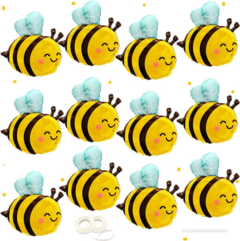 PARTVON 12 PCS Bee Balloons for Baby Shower & Birthday Party Decorations - Bee Day Party, Honeycomb & Sunflower Theme - Bee Baby Shower Decor, Bee Party Supplies, Bee Decorations - Image 1