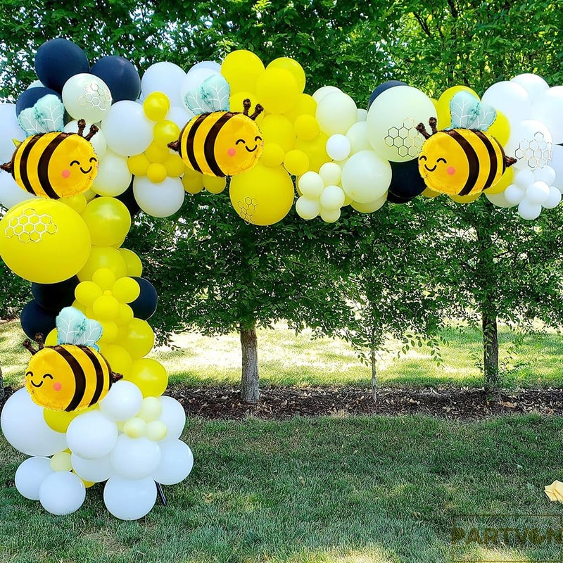 PARTVON 12 PCS Bee Balloons for Baby Shower & Birthday Party Decorations - Bee Day Party, Honeycomb & Sunflower Theme - Bee Baby Shower Decor, Bee Party Supplies, Bee Decorations - Image 4