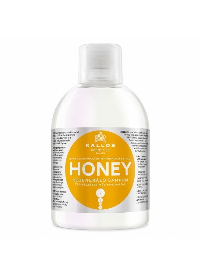 Kallos KJMN Honey Repairing Shampoo with Pure Honey Extract 1000ml– Repair Shampoo for Dry & Damaged Hair - Image 1