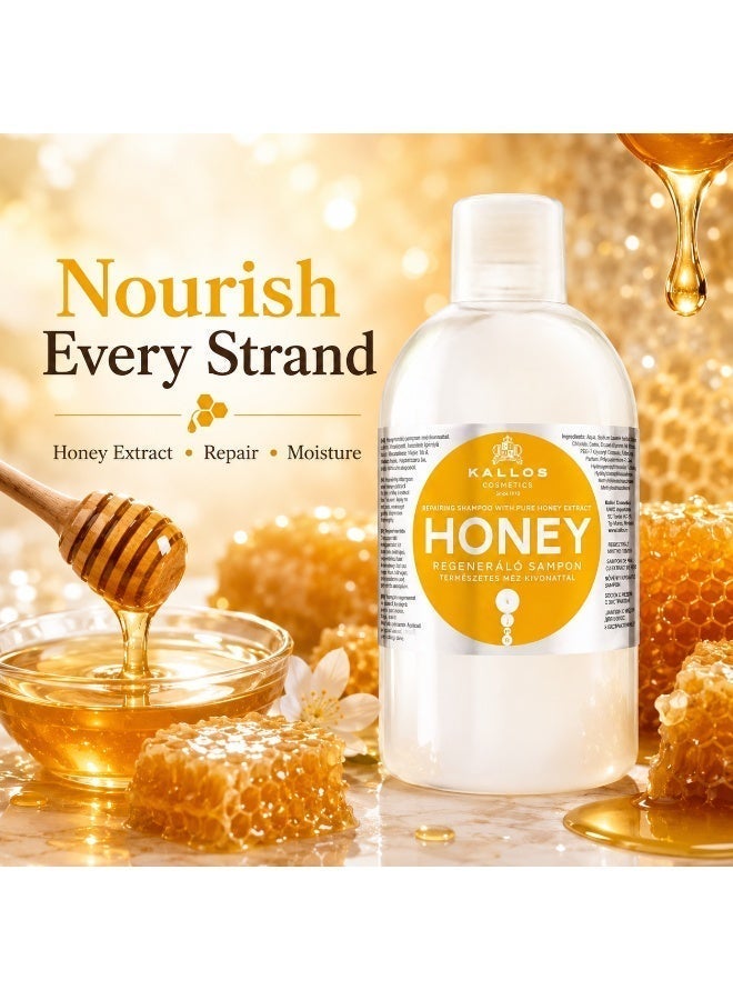 Kallos KJMN Honey Repairing Shampoo with Pure Honey Extract 1000ml– Repair Shampoo for Dry & Damaged Hair - Image 2