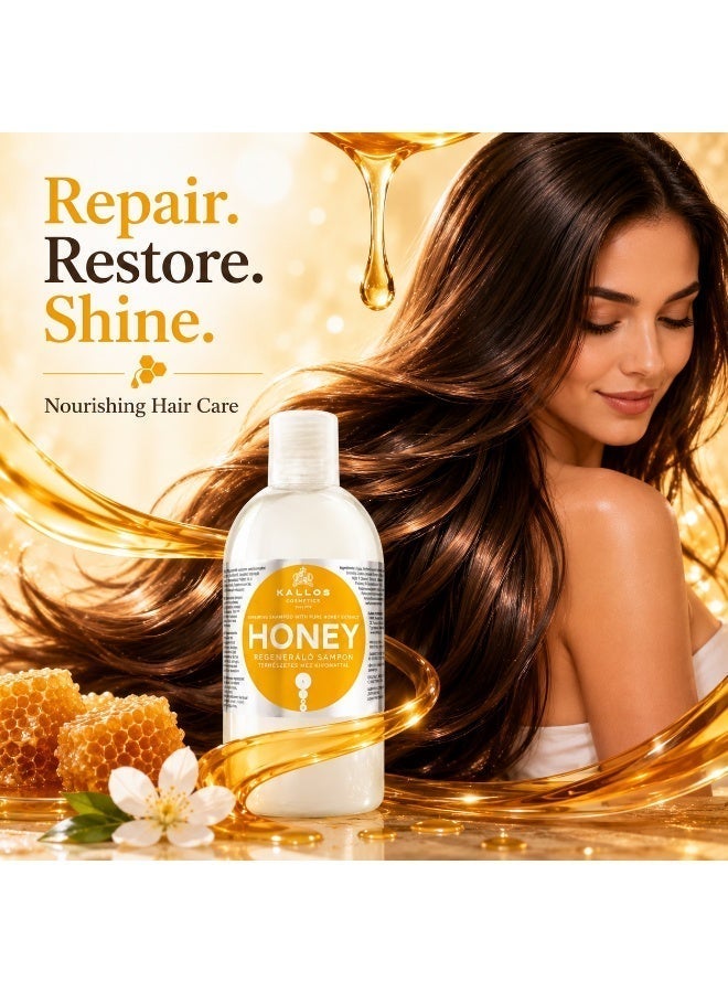 Kallos KJMN Honey Repairing Shampoo with Pure Honey Extract 1000ml– Repair Shampoo for Dry & Damaged Hair - Image 4