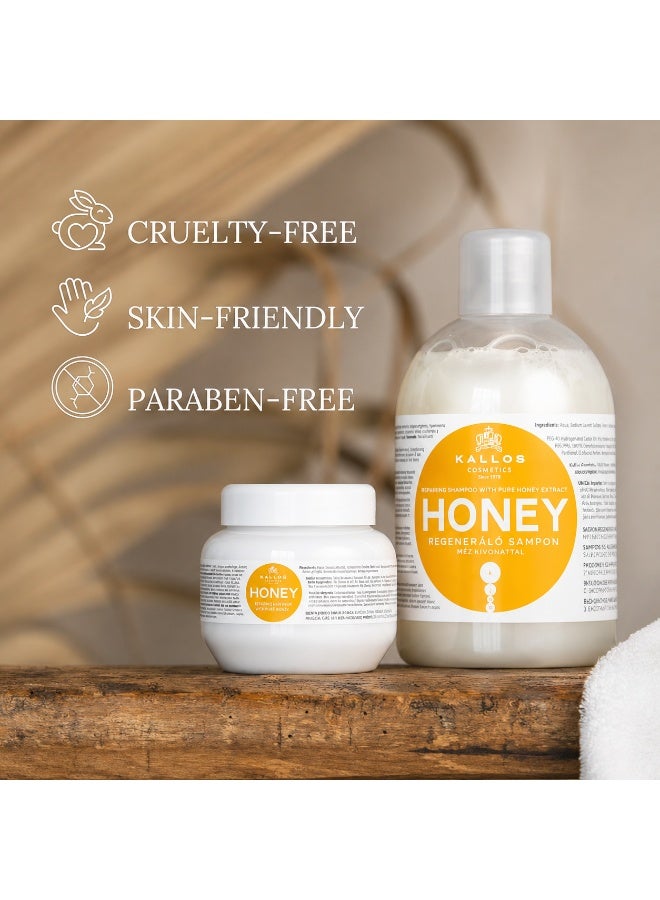 Kallos KJMN Honey Repairing Shampoo with Pure Honey Extract 1000ml– Repair Shampoo for Dry & Damaged Hair - Image 5