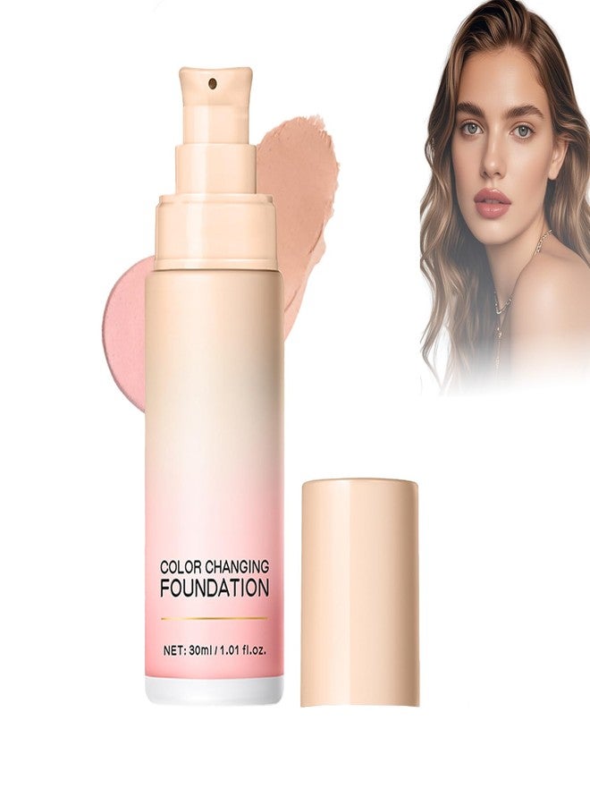 Aaiffey Pink Color Changing Foundation, Skin Tone Color Correcting CC Cream Face Concealer Primer Colors Change Face Makeup Foundation Flawless,Lightweight,Non-Greasy,Hydrating (Pink) - Image 1