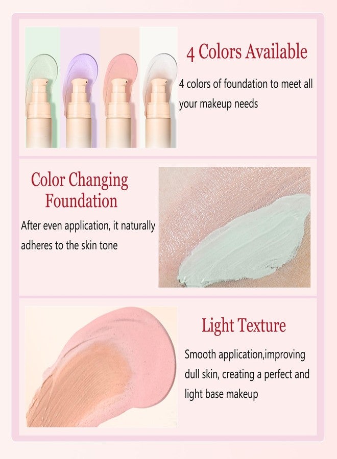 Aaiffey Pink Color Changing Foundation, Skin Tone Color Correcting CC Cream Face Concealer Primer Colors Change Face Makeup Foundation Flawless,Lightweight,Non-Greasy,Hydrating (Pink) - Image 2