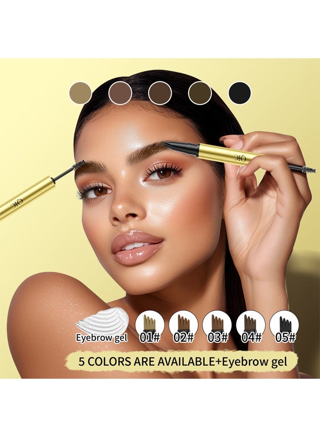 QIC 2 in 1 Brow Pen & Brow Gel- Defined Brows, Microblading Eyebrow Pencil and Clear Brow & Lash Mascara, Eye Brow Shaping and Defining kit for Natural Looking 03#DARK BROWN - Image 4