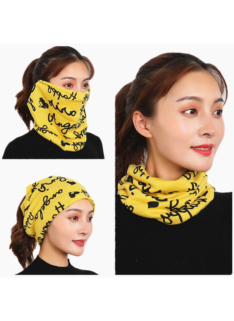 Generic Versatile Autumn Winter Twist Scarf Cap No. 26 small yellow letters 