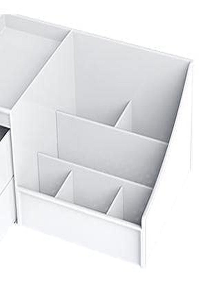 MARMIX Plastic Desktop Makeup Organizer Jewelry and Cosmetic Storage Box 2 Drawer 7 Compartment Jewellery Storage Case Display Bathroom Accessories & Organizer (White) - Image 2