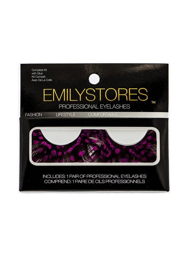 HALLOWEEN LASHES By EMILYSTORES Emilystores Pink Dots Fauxfeather False Eyelashes Halloween Colorful Eye Lashes Extension Tools For Cosplay Makeup Natural Looking Masquerade Party Eyelashes 1 Pair - Image 3