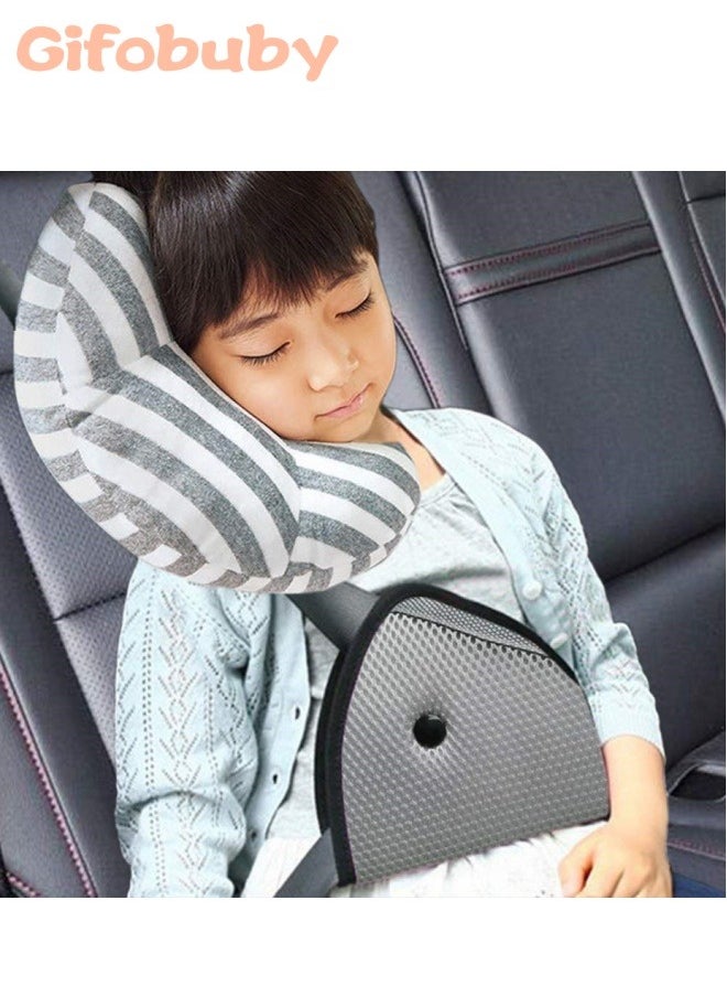 Gifobuby Gifobuby--Car Seat Travel Pillow Neck Support Cushion Pad and Seatbelt Adjuster for Kids, Safety Belt Strap Covers Sleeping Pillow (2 PCS)  - Image 1